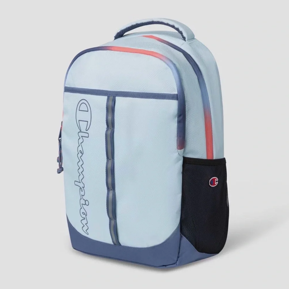 Champion Light Blue Backpack with Navy and Coral Trim - Picture 2 of 16